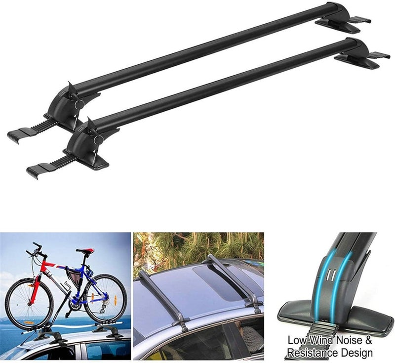 munirater Universal 43.3 inch Black Roof Rack Cross Bar Top Luggage Aluminum Carrier Adjustable Window Frame 2Pcs - Image 3